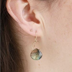 Melissa Joy Manning labradorite drop earrings 14k yellow gold
